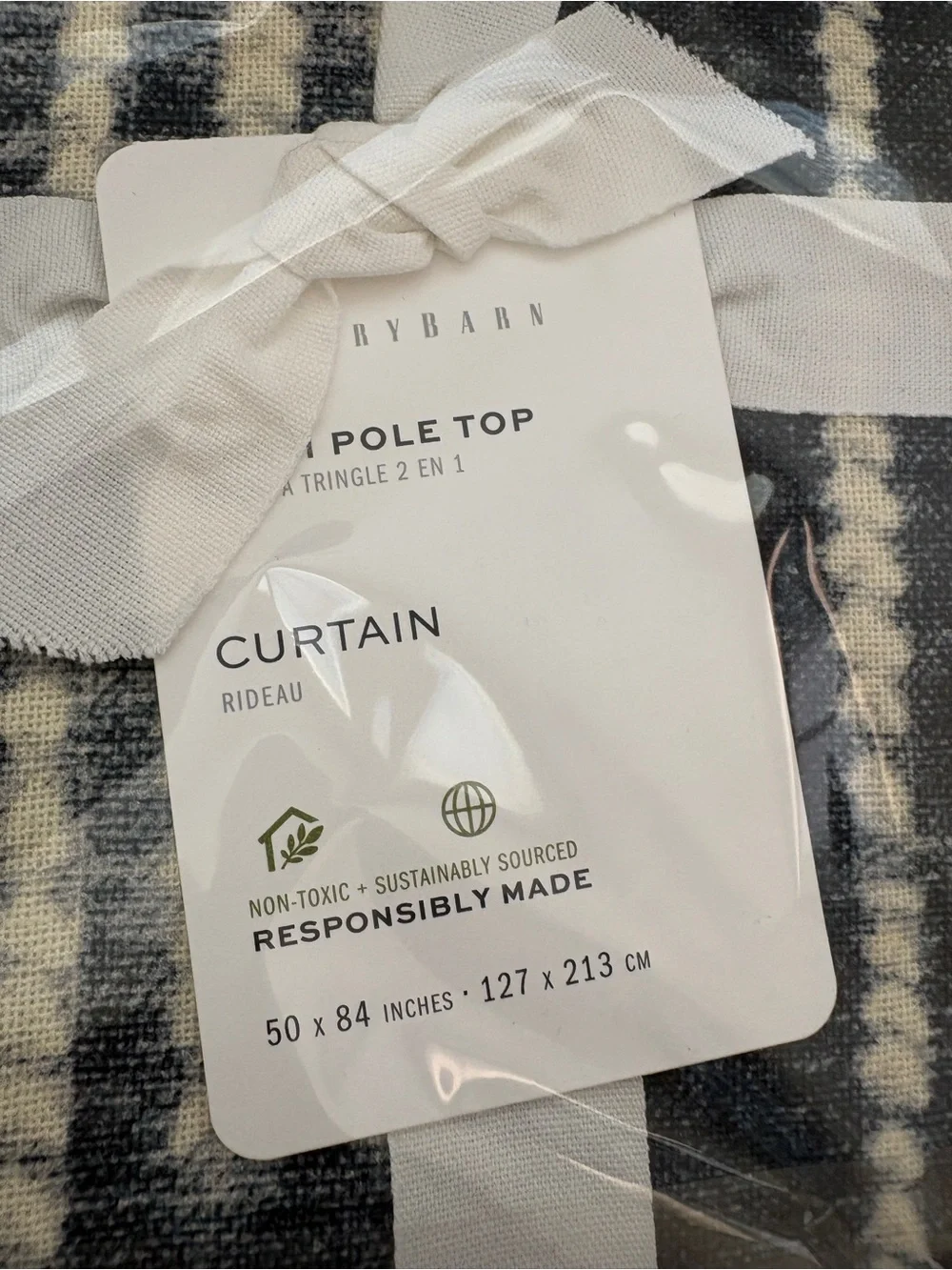 Pottery Barn 2 Indigo Shibori Linen Cotton Curtain Panel 50x84 NWT - Picture 3 of 8